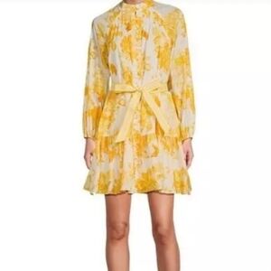 Antonio Melani mini dress 12 yellow floral cotton voile Brynn bohochic new $199